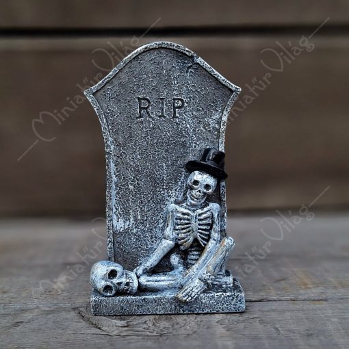 Sírkő csontvázzal - Halloween figura